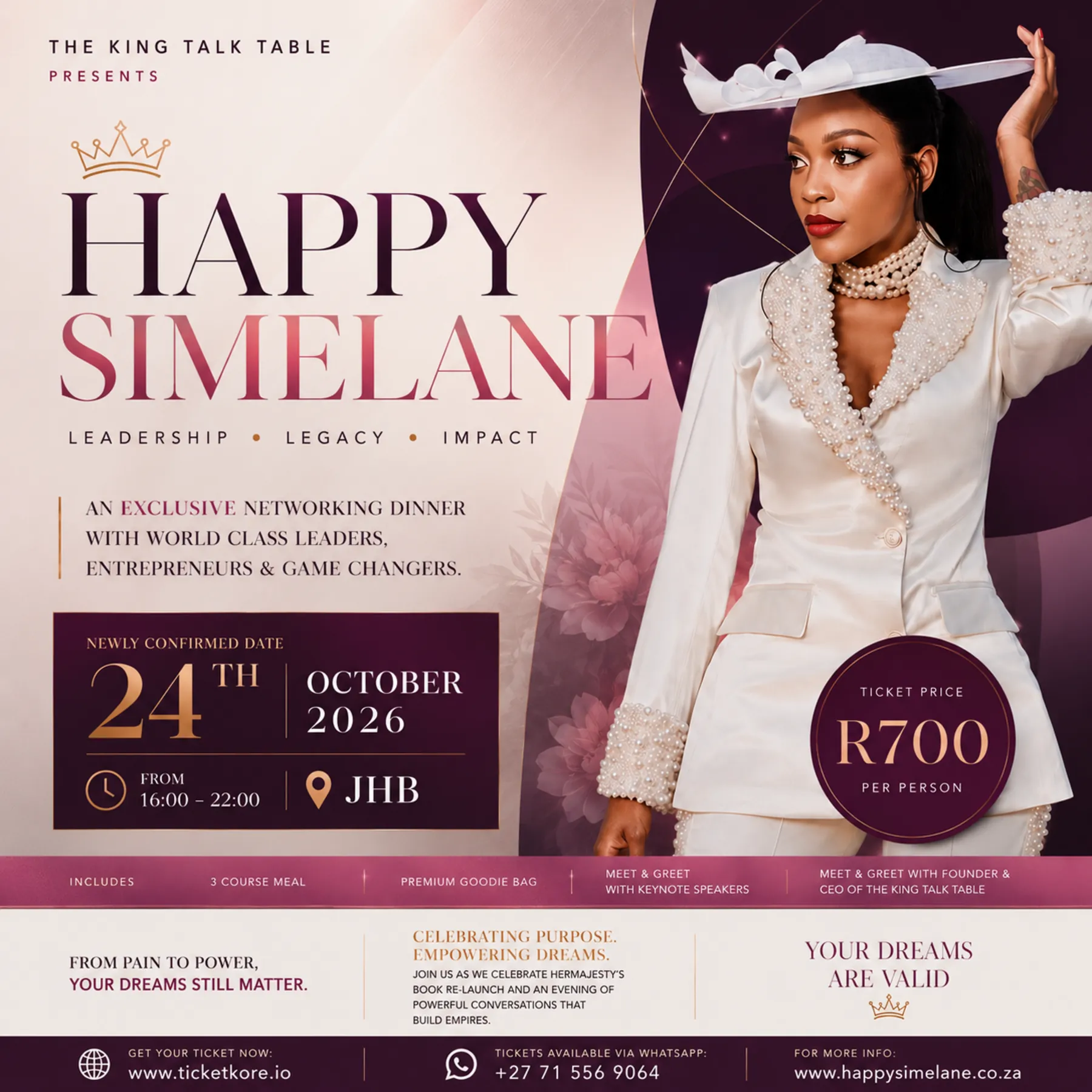 Happy Simelane leadership event promotional poster