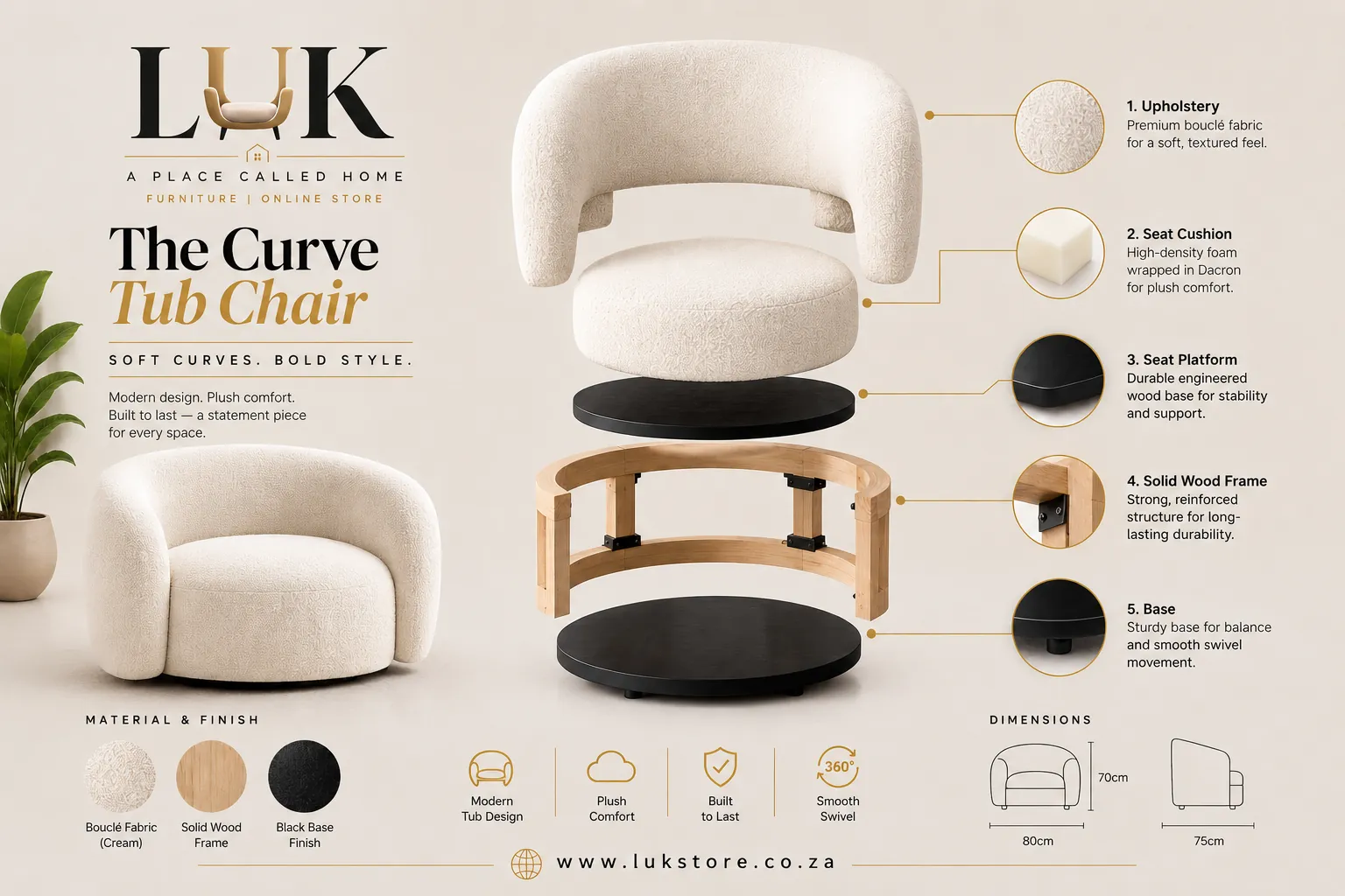 LUK Furniture curve tub chair product poster